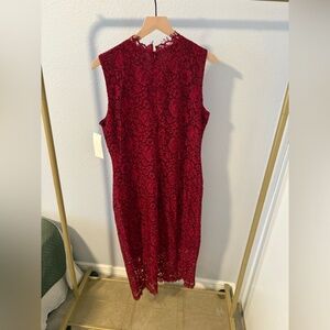 Anthropologie Shoshanna Elegant Red Lace Sleeveless Dress Size 12
